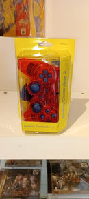CONTROLE PS2 PARALELO VERMELHO TRANSLÚCIDO